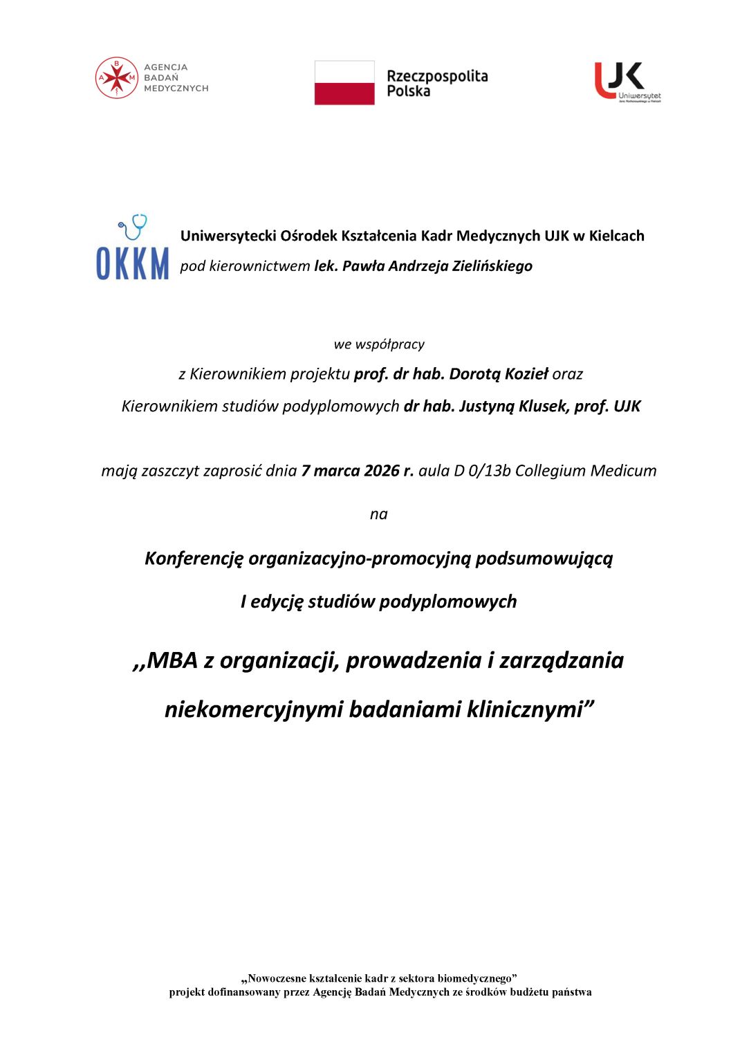 Plan konferencji MBA